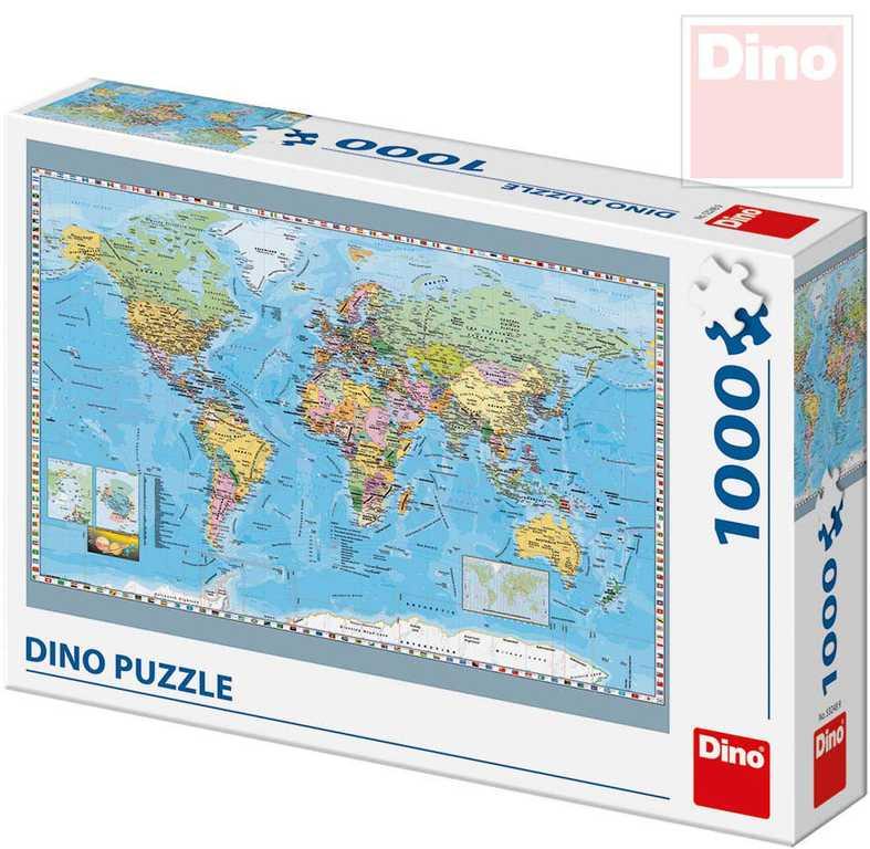 Dino Puzzle 1000 dílků Politická mapa světa 66x47cm skládačka v krabici