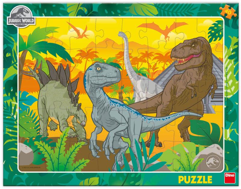 Dino Puzzle deskové 40 dílků Jurský svět 32x24cm skládačka