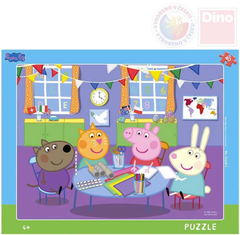 Dino Puzzle deskové Prasátko Peppa Pig ve školce 32x24cm skládačka 40 dílků