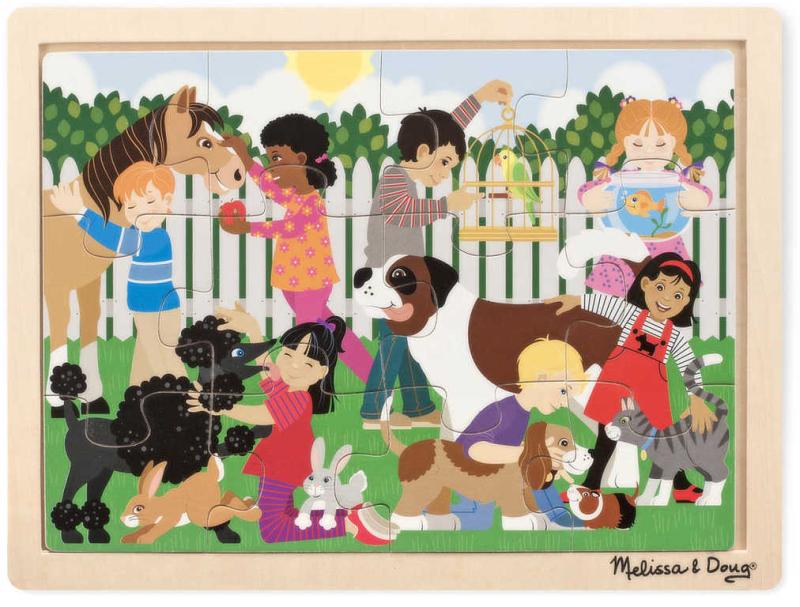 DŘEVO Puzzle přátelé 30x22cm set 12 dílků na desce (dřevěná hračka)