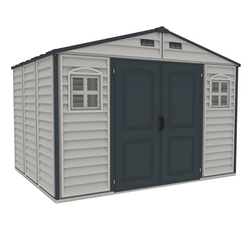 DURAMAX 30227 WoodSide Plus Zahradní domek 233 x 325 x 240 cm, vinylový, šedá/antracit
