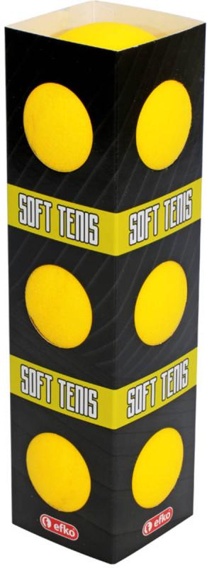 Efko Míčky na soft tenis pěnové žluté 7cm molitanové tenisáky set 3ks