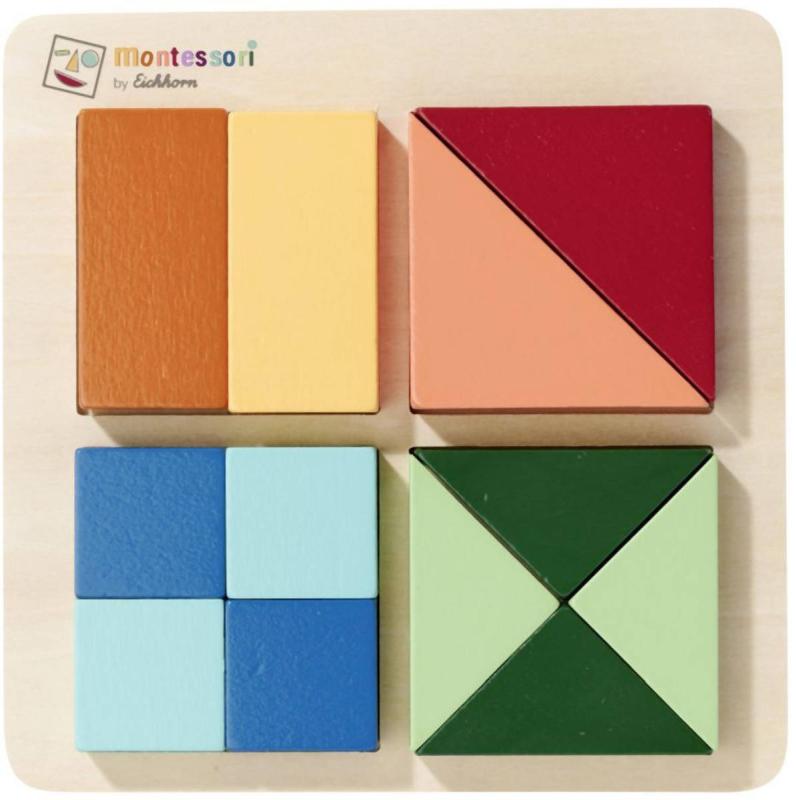 Eichhorn DŘEVO Montessori čtverce puzzle baby vkládačka na desce