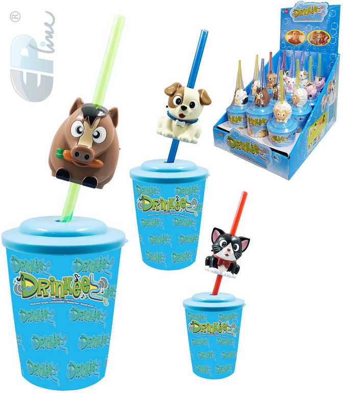 EP line Drinkeez set kelímek + brčko se zvířátkem na baterie Zvuk 8 druhů