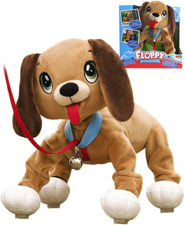 EP line PLYŠ Pejsek Floppy 28cm poskakující štěně na vodítku (plyšová hračka)