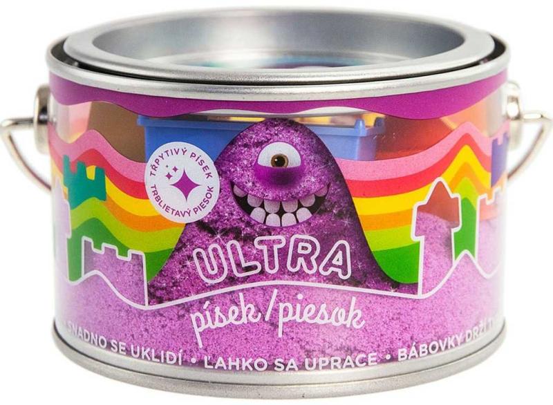 EP line Ultra písek kinetický magický 200g fialový s glitry s formičkami v plechovce