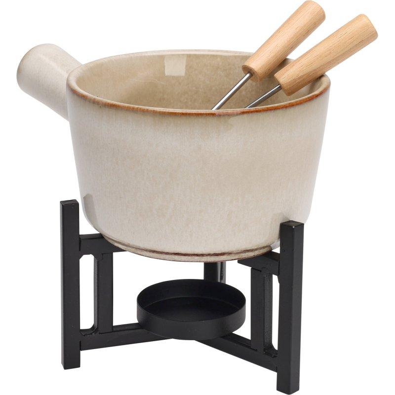 Excellent Houseware Fondue porcelánové s hořákem 450 ml + 2 vidličky