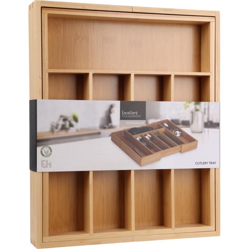Excellent Houseware Příborník nastavitelný rozkládací bambus
