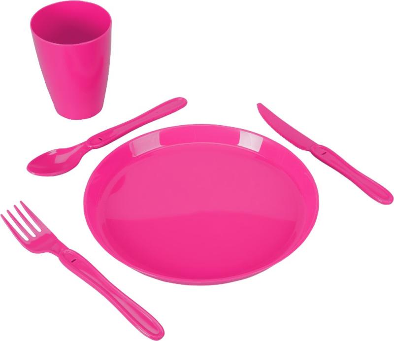Excellent Pikniková sada nádobí v boxu 31 ks růžová