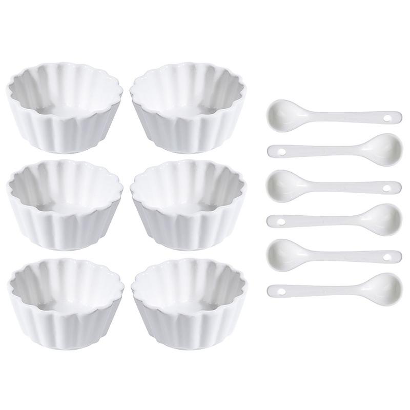 Excellent Sada porcelánových misek se lžičkou 12 ks vlnovka široká