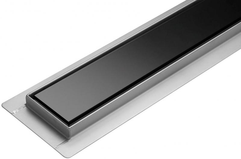 FALA Lineární koupelnový žlab Černé Sklo 90 cm WETDRY