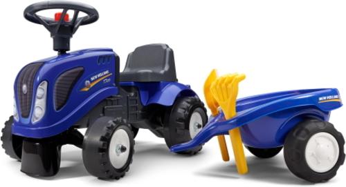 Falk Odrážadlo 280c Baby New Holland T7 s vlečkou a lopatkou s hrabličkami