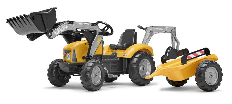 Falk Šlapací traktor 2025Y SuperBuilder s nakladačem, rýpadlem a vlečkou