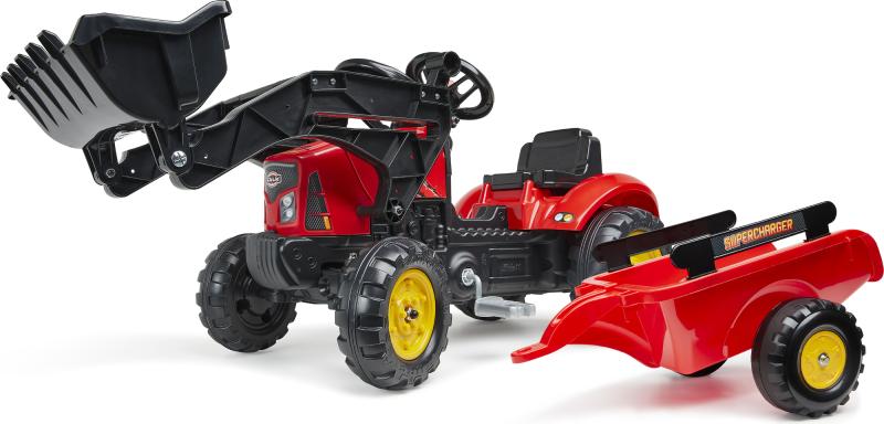 Falk Šliapací traktor 2030M Red Supercharger pedal charger s odpojiteľnou vlečkou