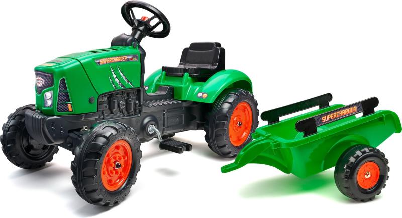 Falk Šlapací traktor 2031AB SuperCharger s vlečkou a otevírací kapotou