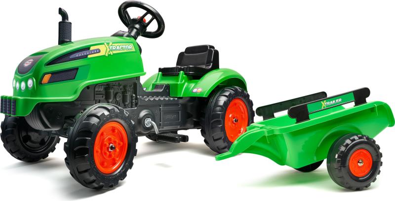 Falk Šlapací traktor 2048AB X-Tractor s vlečkou a otevírací kapotou