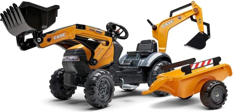 Falk Šliapací traktor 967N Case CE s nakladačom, rýpadlom a vlečkou