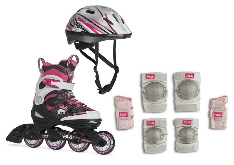 Fila J-One Girl Combo 3-Set Pink/Magenta dětské kolečkové brusle