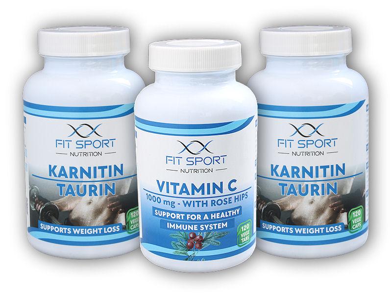 FitSport Nutrition 2x Karnitin Taurin 120cp + Vit C 120 cps