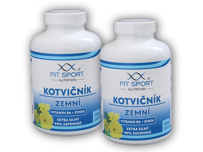 FitSport Nutrition 2x Kotvičník zemný 90% + Vitamín B6 + Zinok 150 kapsúl