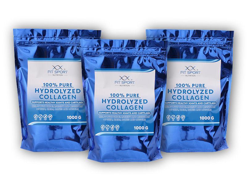 FitSport Nutrition 3x 100% Pure Hydrolyzed Collagen 1000g + Hydrolyzovaný Kolagen
