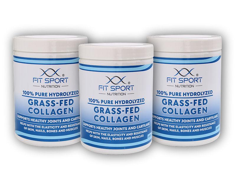 FitSport Nutrition 3x 100% Pure Hydrolyzed Grass-Fed Collagen 400g - Hydrolyzovaný Kolagen
