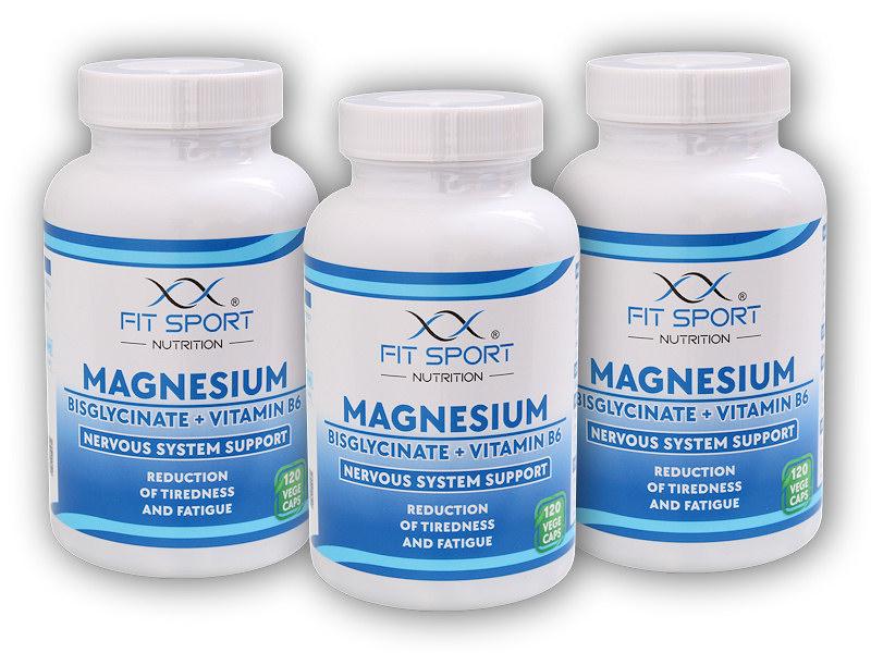 FitSport Nutrition 3x Magnesium Bisglycinate + Vitamín B6 120 vege kapsúl