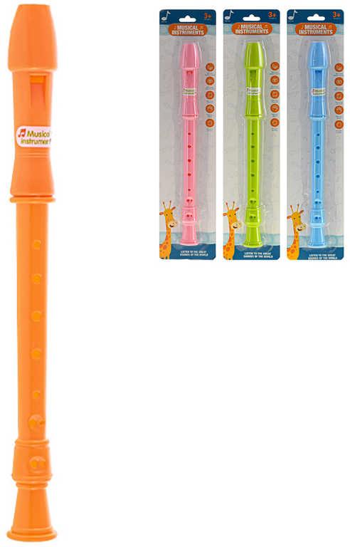 Flétna dětská plastová 31cm 4 barvy (hudební nástroje)