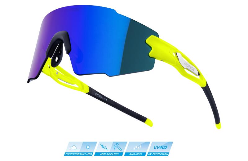 Force MANTRA fluo cyklistické brýle - modré zrc. sklo