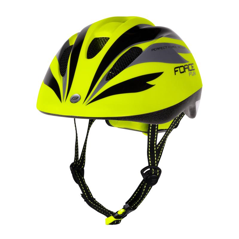 Force FUN STRIPES fluo-černo-šedá dětská cyklistická přilba