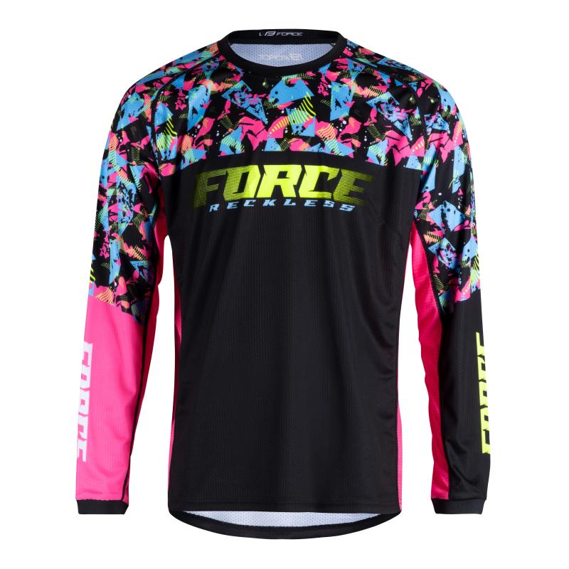Force RECKLESS čierno-ružovo-fluo mtb dres - dl. rukáv