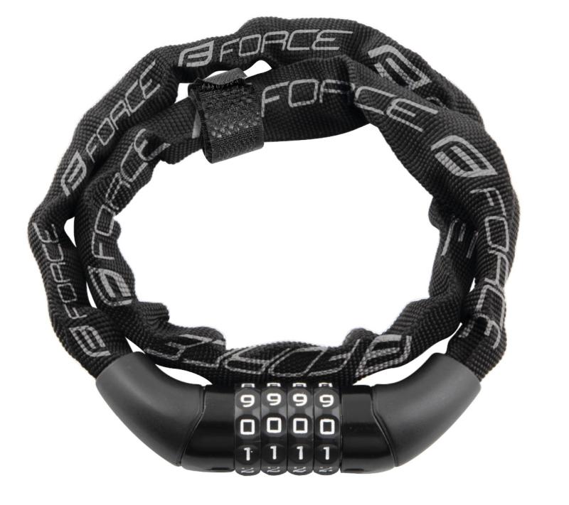 Force Zámek CHAIN kódový 120cm/4mm, černý