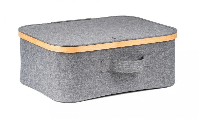 G21 Úložný box 40 x 30 x 15 cm, bambusový s víkem, šedý