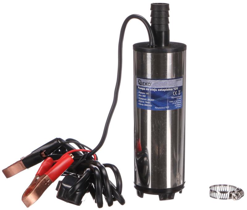GEKO Mini čerpadlo na naftu, 12V, 25l/min, průměr 52mm, 60W, na hadice 3m