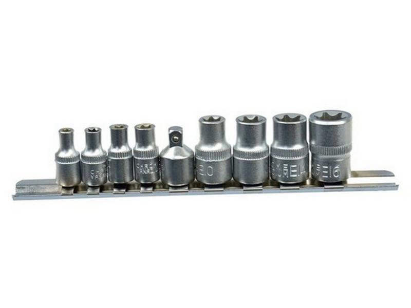 GEKO Sada hlavic torx, 9ks, 1/4" a 3/8"