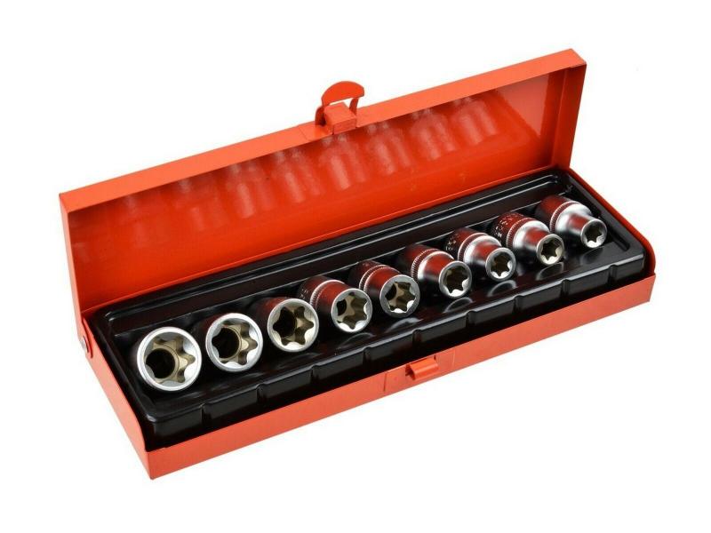 GEKO Sada hlavic torx, 9ks, E10-E24, 1/2"