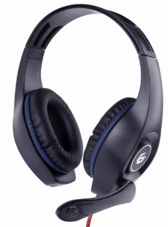 GEMBIRD herní headset s ovládáním hlasitosti, modro-černý, 3,5mm konektor