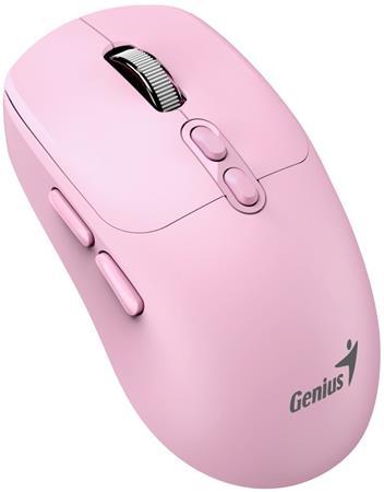 Genius NX-8080S BT Myš, bezdrátová, optická, 1600DPI, 7 tlačítek, tichá, Copilot, 2,4GHz, Bluetooth 5.3, růžová