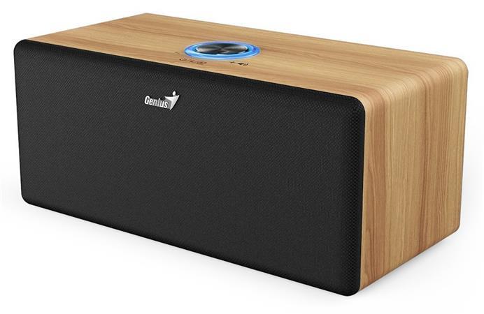Genius SP-HF505BT, Reproduktor, 20W, Bluetooth 5.3, AUX vstup, sluchátkový výstup, ovládání hlasitosti, světlé dřevo
