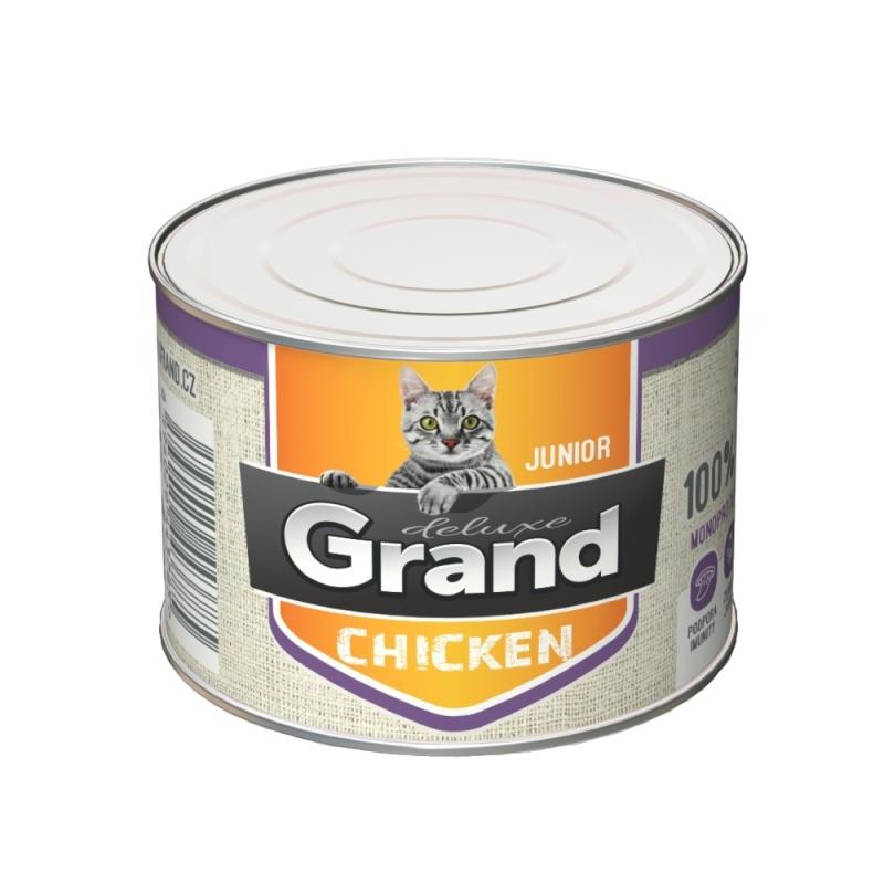 Grand deluxe Cat Junior 100 % kuřecí, konzerva 180 g (bal. 12 ks)
