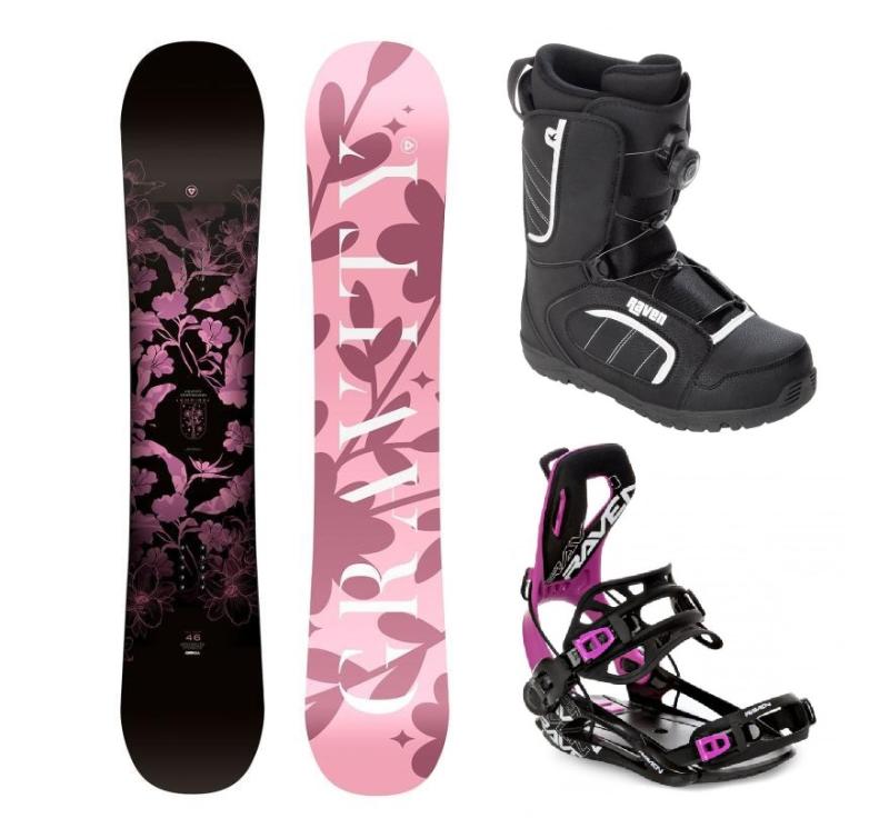 Gravity Empire 24/25 dámsky snowboard + Raven Fastec FT360 black/fuchsia viazanie + Raven Target ATOP obuv