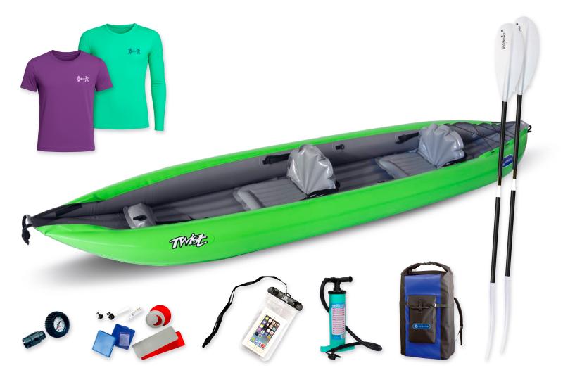 Gumotex Twist 2/1 SET - 1 nafukovací kajak (V cene:2x veslo + pumpa + obal na mobil + transportný vak + sada lepenia ) + zľava 60 € na príslušenstvo