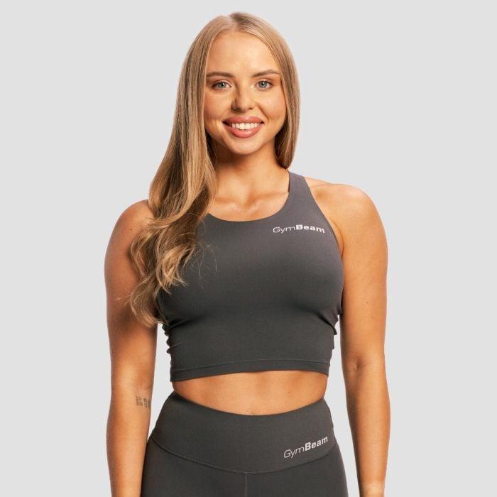 GymBeam Dámsky športový top BEAT Charcoal