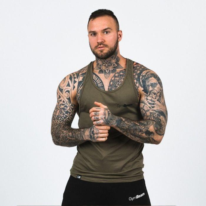 GymBeam Tielko Stringer Tank Top Heather Olive Green