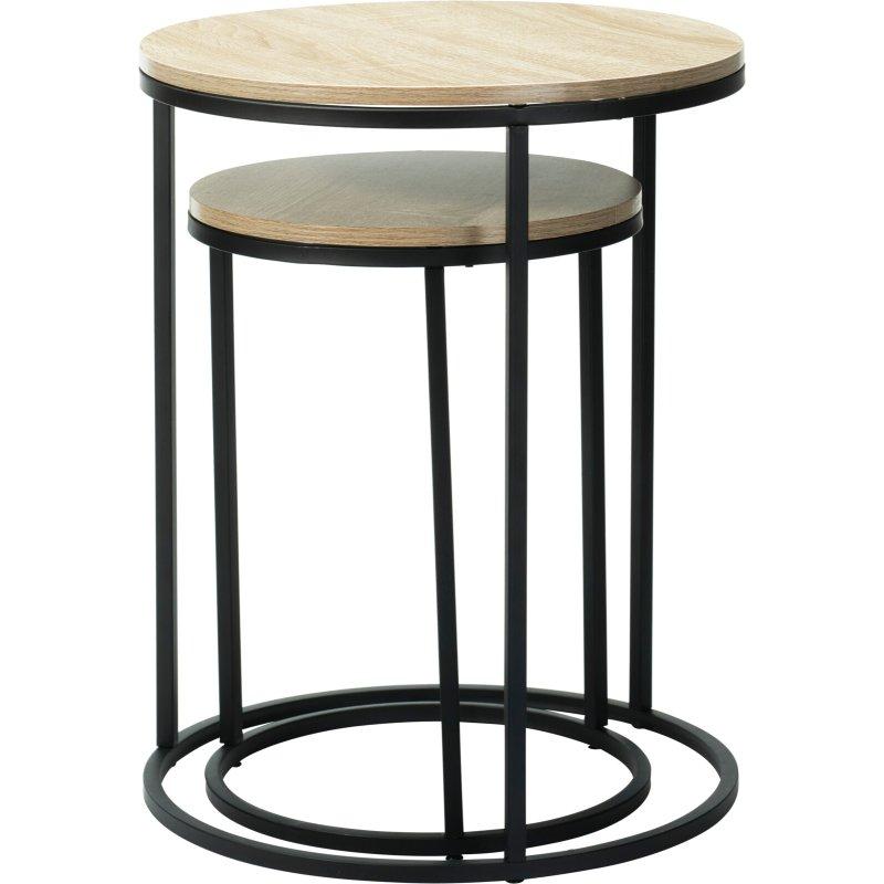 H S Collection Odkládací stolek sada 2 ks černá/dřevo 40+50 cm