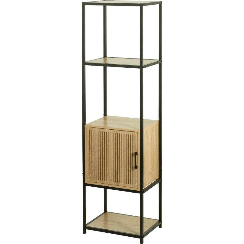 H S Collection Regál s policemi a skříňkou 153x43x33 cm černá/dřevo