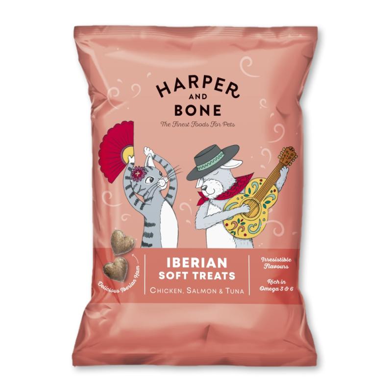 Harper and Bone Cat Dog iberské měkké pamlsky kuře, losos a tuňák 90 g