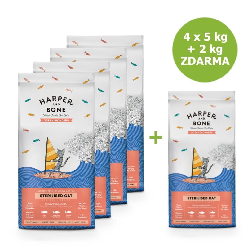 Harper and Bone Cat Sterilised divy oceánu x 5 kg + 2 kg ZDARMA