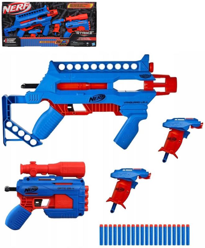 Hasbro NERF Alpha Strike velký modrý herní set 4 dětské blastery + 20 šipek