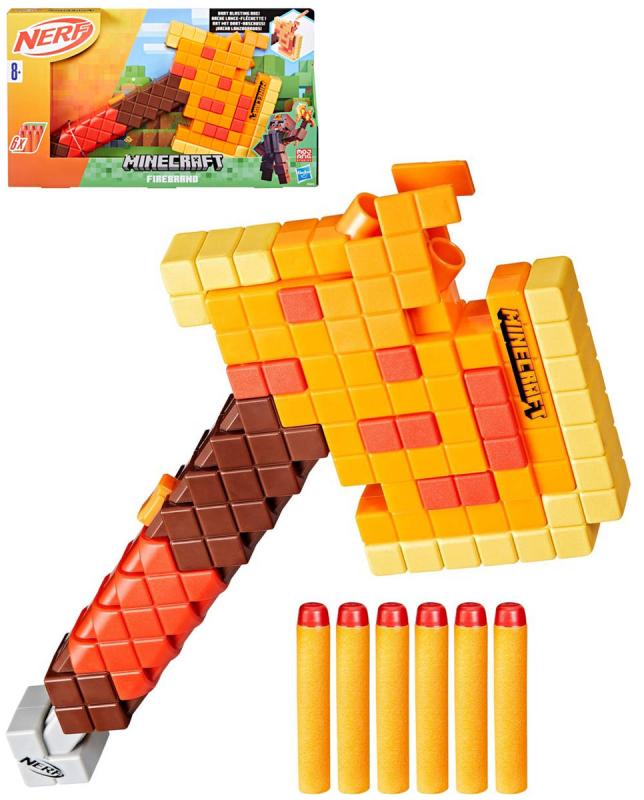 Hasbro NERF Minecraft Firebrand set blaster sekera + 6 šipek Elite